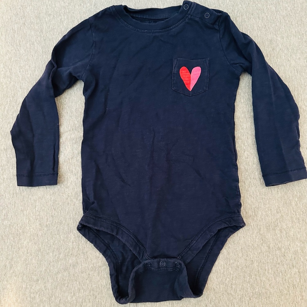 Primary long sleeve heart onesie 18-24 months